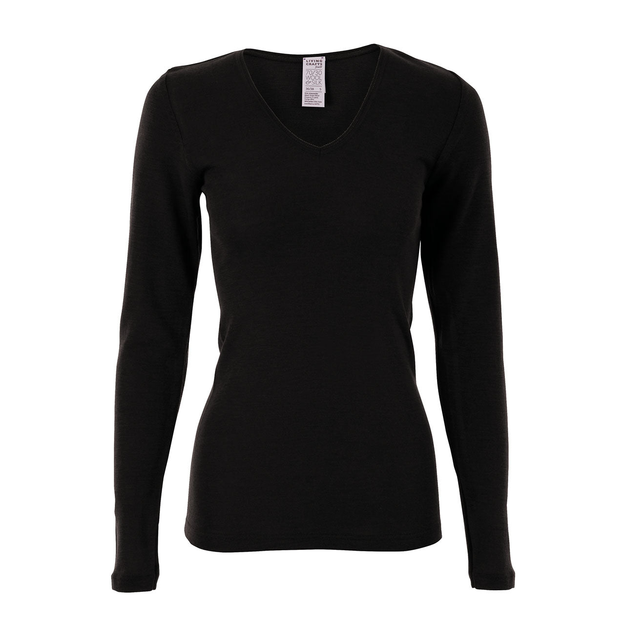 Living Crafts Felicia Damen Langarm-Shirt aus Bio Merinowolle / Seide