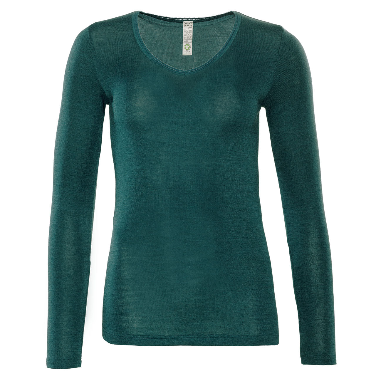 Living Crafts Felicia Damen Langarm-Shirt aus Bio Merinowolle / Seide