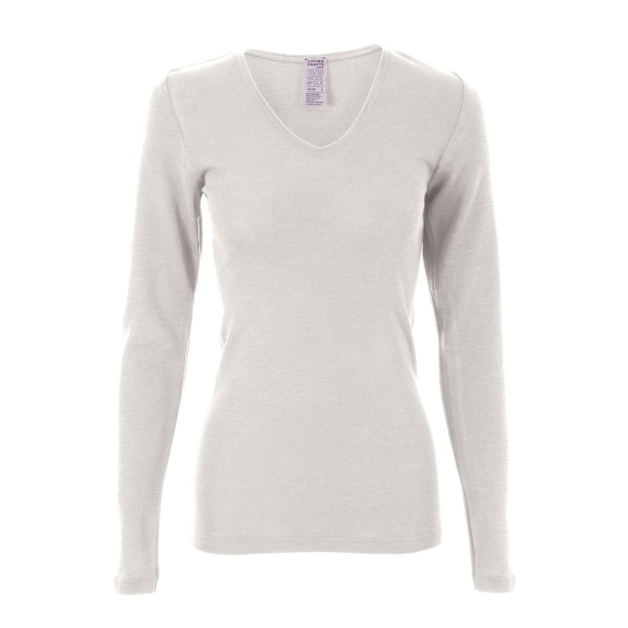 Living Crafts Felicia Damen Langarm-Shirt aus Bio Merinowolle / Seide