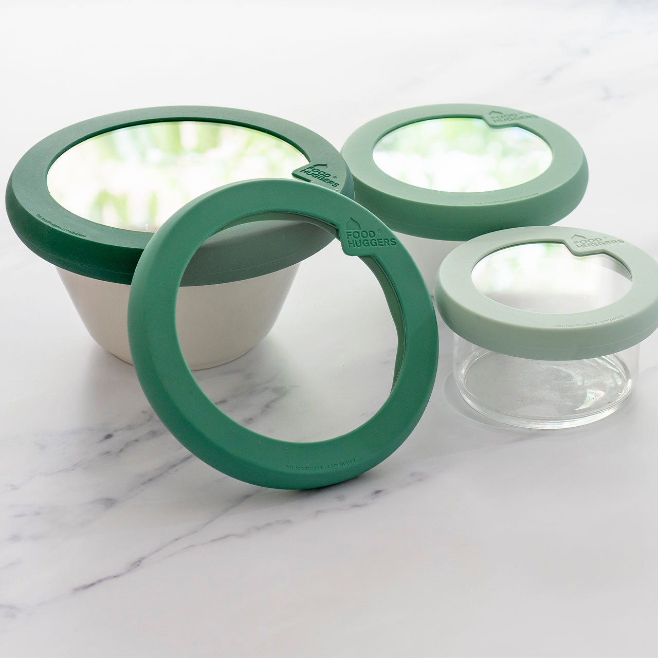 Food Huggers Frischhaltedeckel aus Glas / Silikon