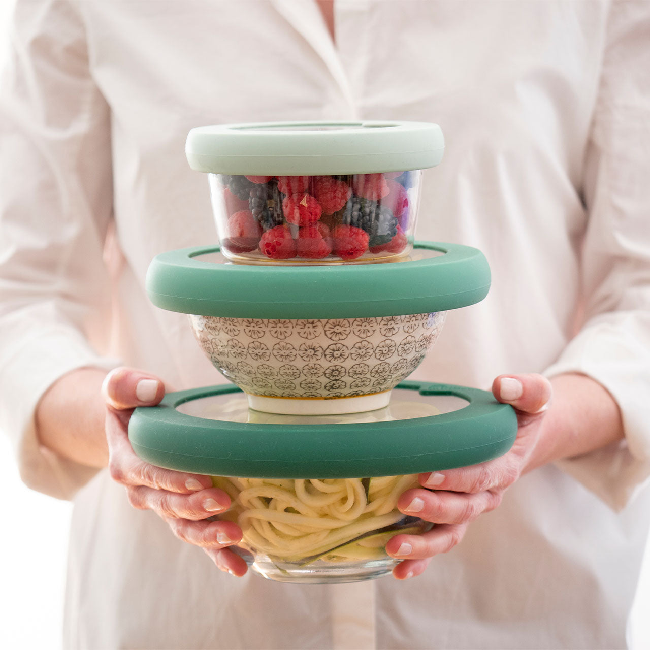 Food Huggers Frischhaltedeckel aus Glas / Silikon