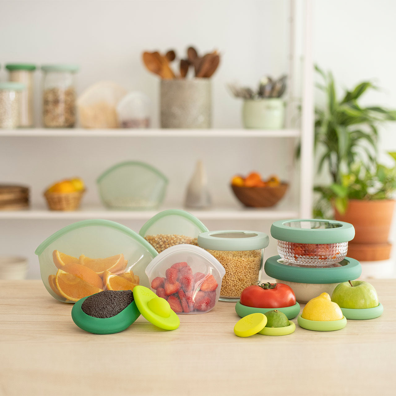 Food Huggers wiederverwendbarer Frischhaltebeutel aus Silikon