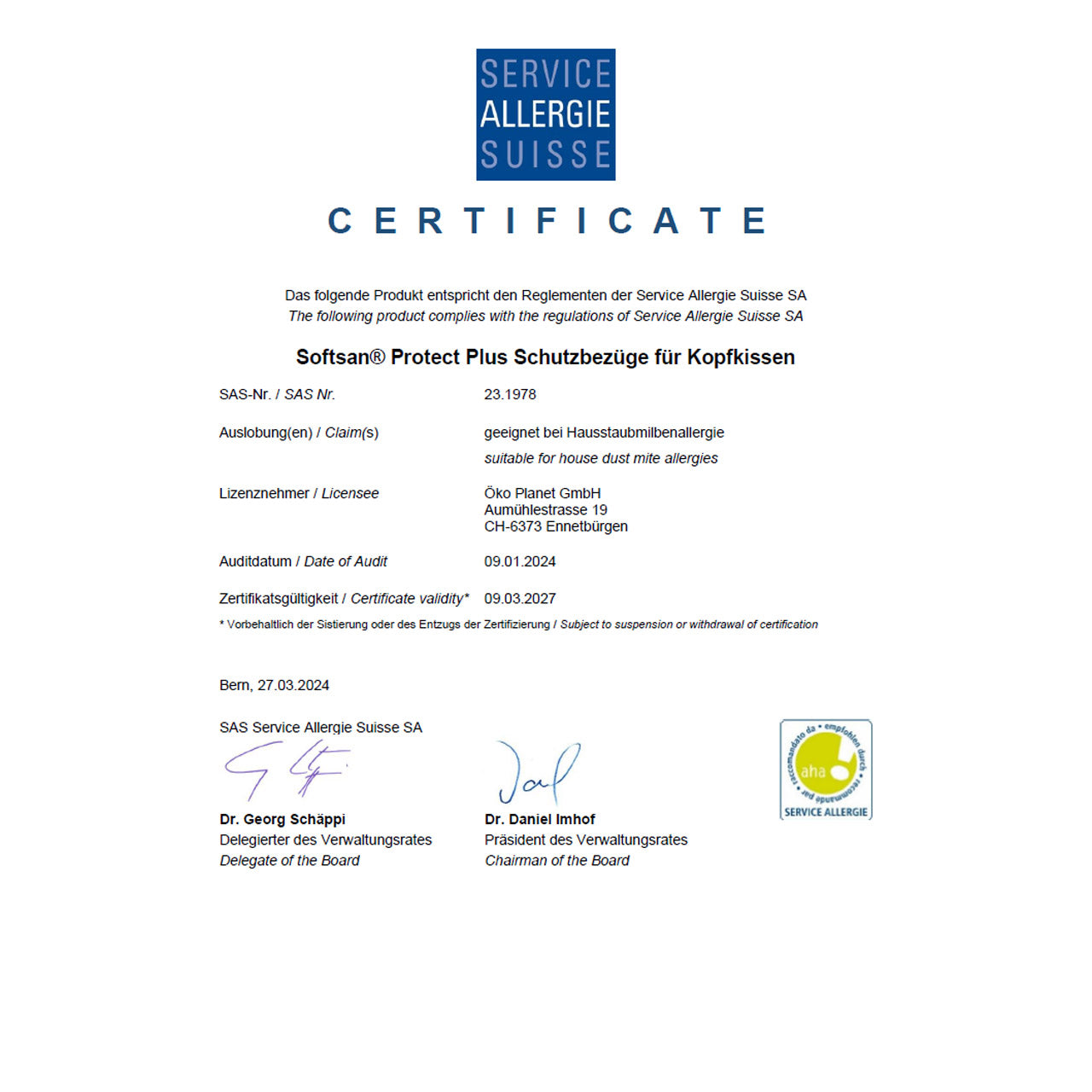 Softsan® Allergiker Kissenbezug | Anti Milben Encasing Maßanfertigung