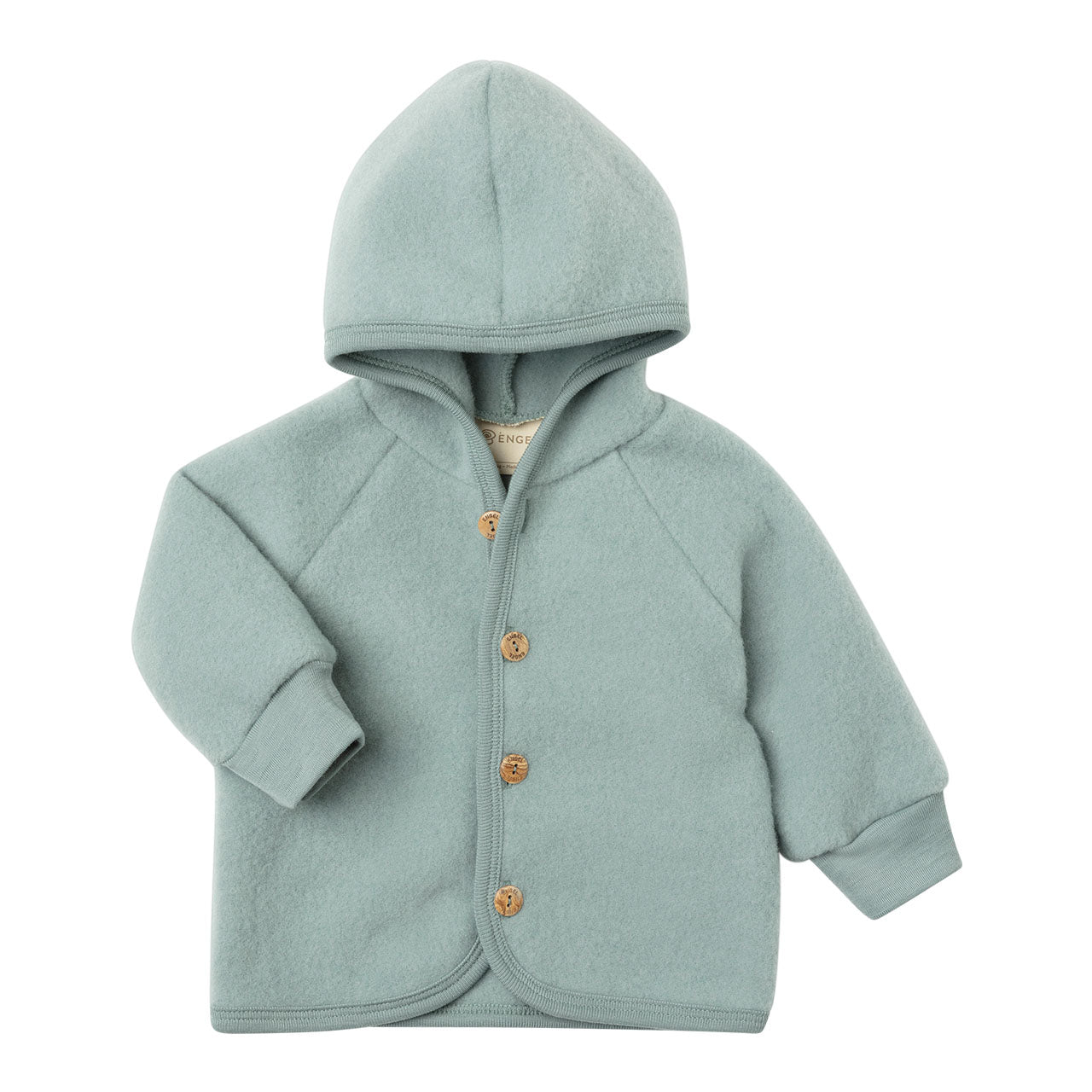 Engel Baby Jacke mit Kapuze und Knöpfen aus Schurwolle / Fleece