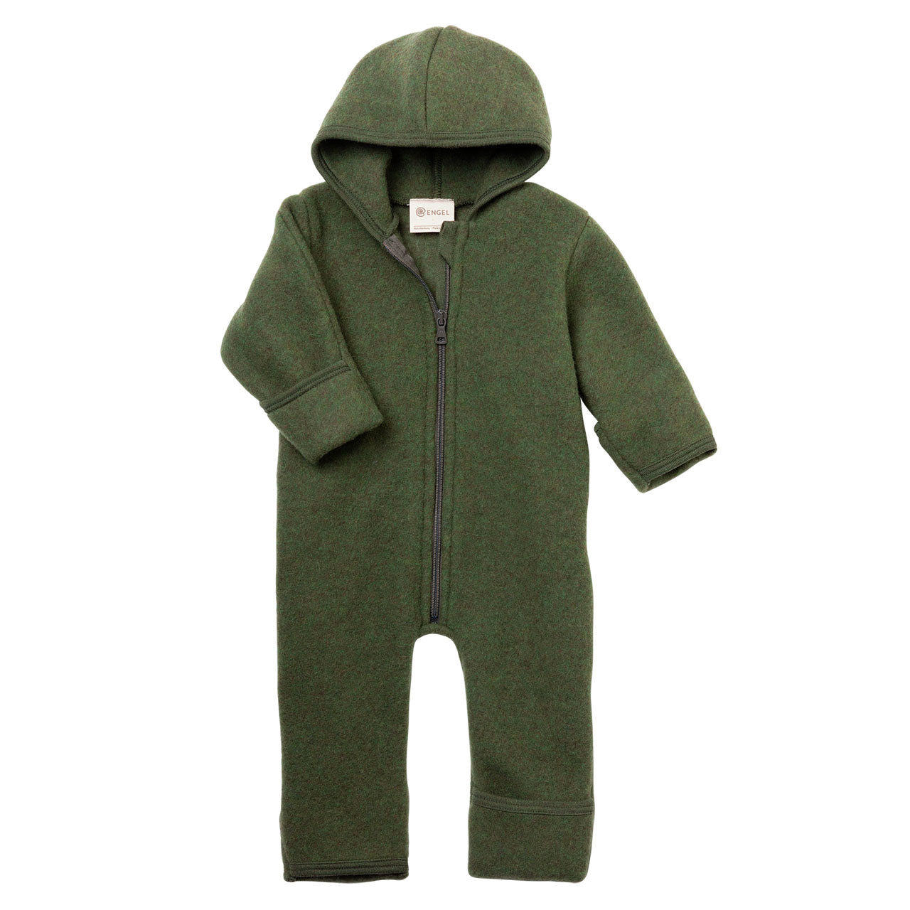 Engel Baby Overall mit Kapuze und Reißverschluss aus Merinoschurwolle/Fleece