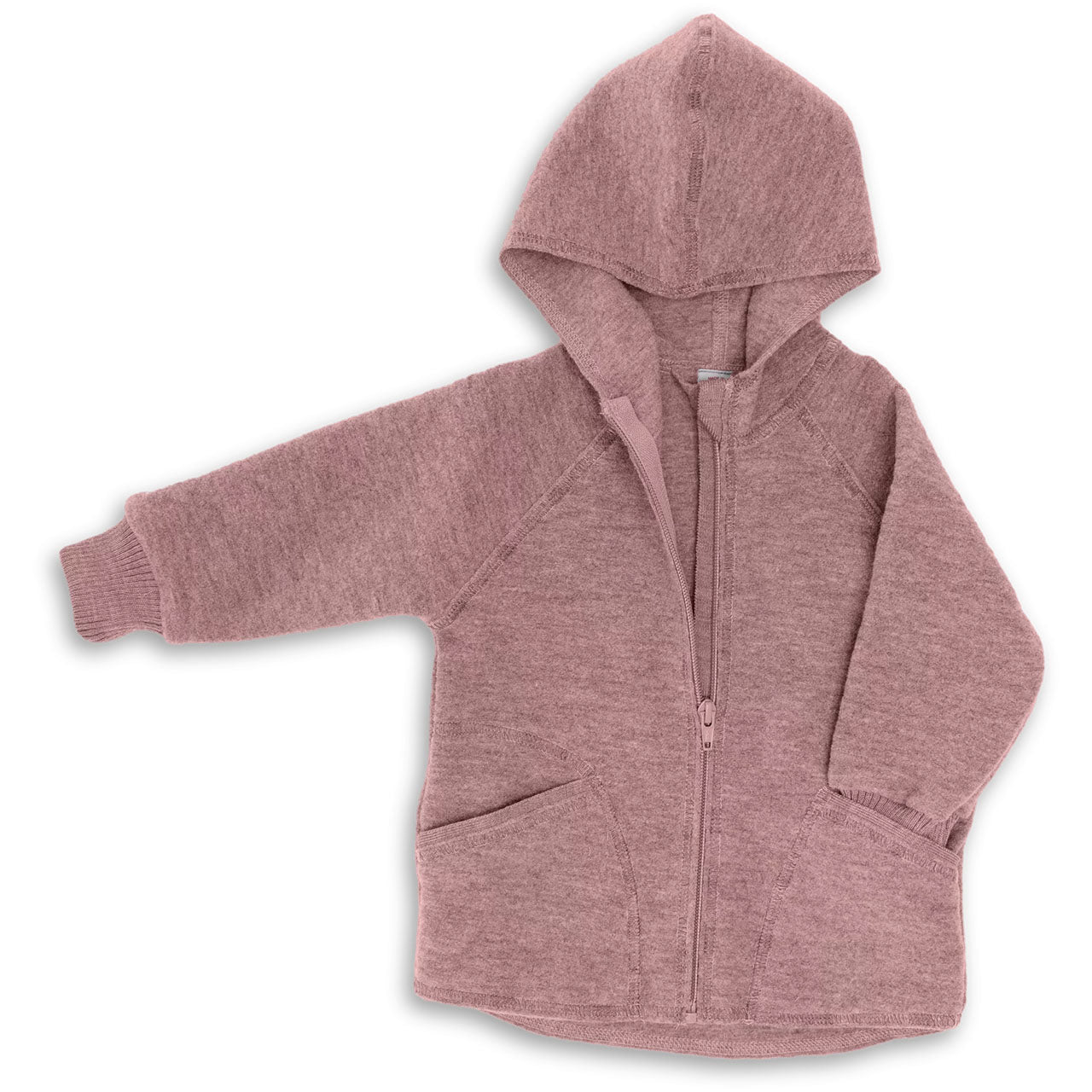Engel Baby Jacke mit Kapuze und Reißverschluss aus Merinoschurwolle/Wollwalk