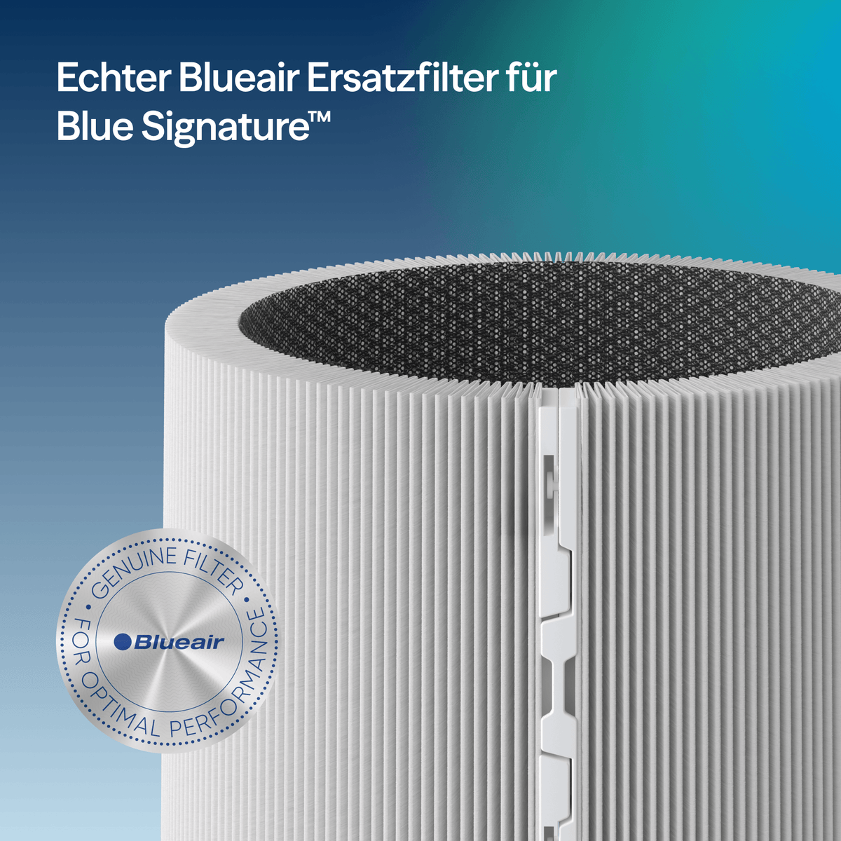 Blueair Ersatzfilter für Blue Signature™ mit Rundum-Faltenstruktur, Siegel „Genuine Filter for Optimal Performance“