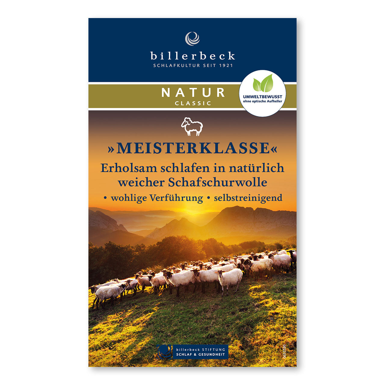 Billerbeck Meisterklasse Uno Ganzjahres-Bettdecke mit Schafschurwolle-Füllung