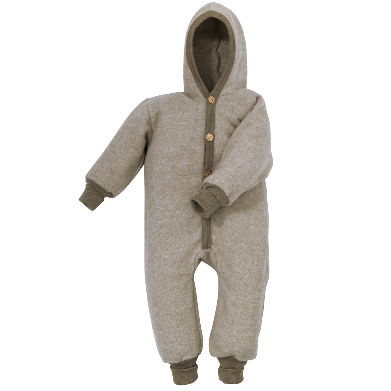 Cosilana Baby Overall mit Kapuze aus Bio Wolle / Bio Baumwolle