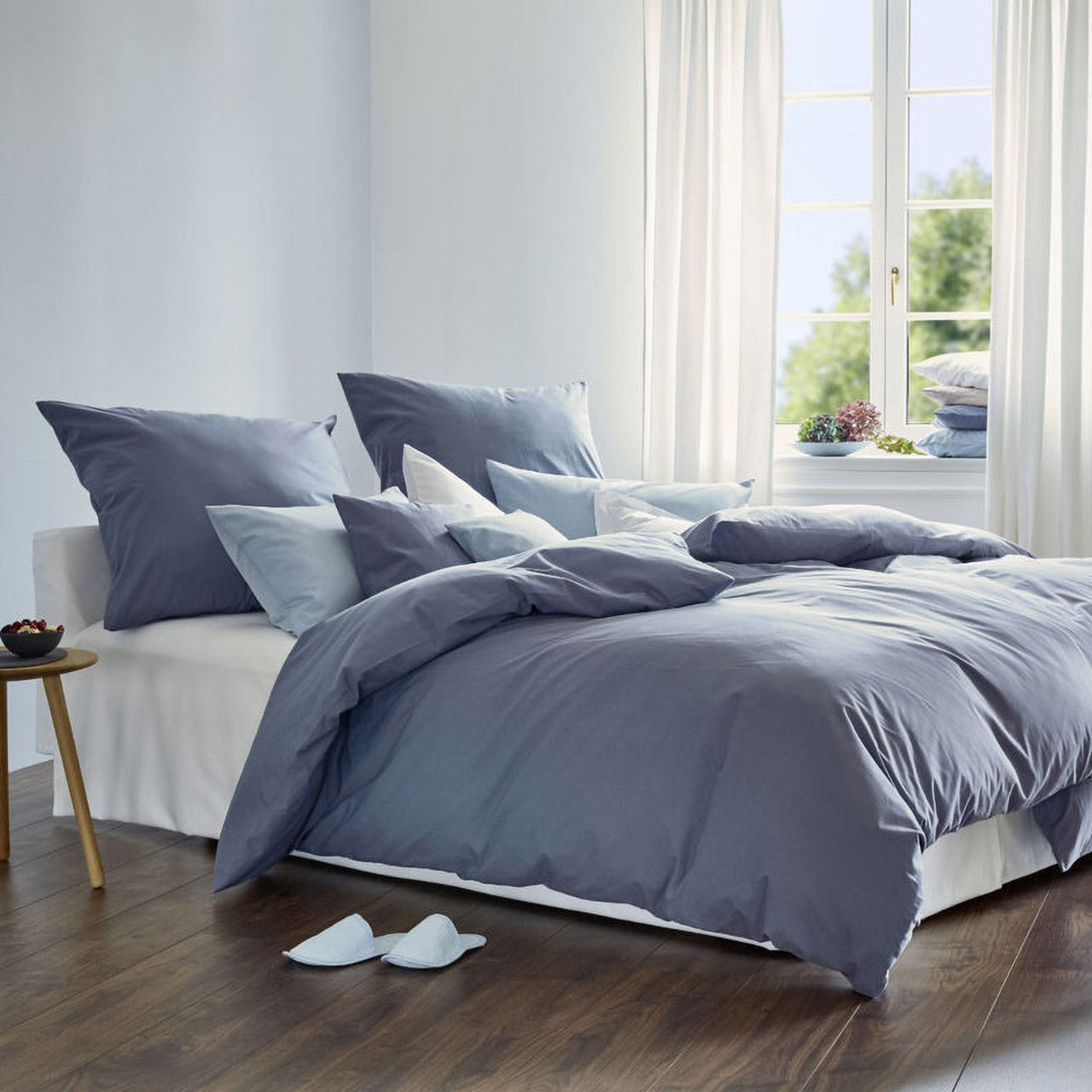 Cotonea Kissenbezug Chambray Nuance aus Bio Baumwolle