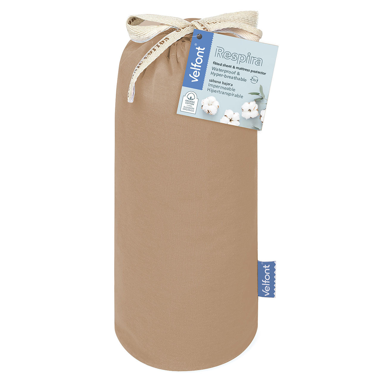 Velfont® Respira Bio-Baumwolle Spannbetttuch wasserdicht und atmungsaktiv