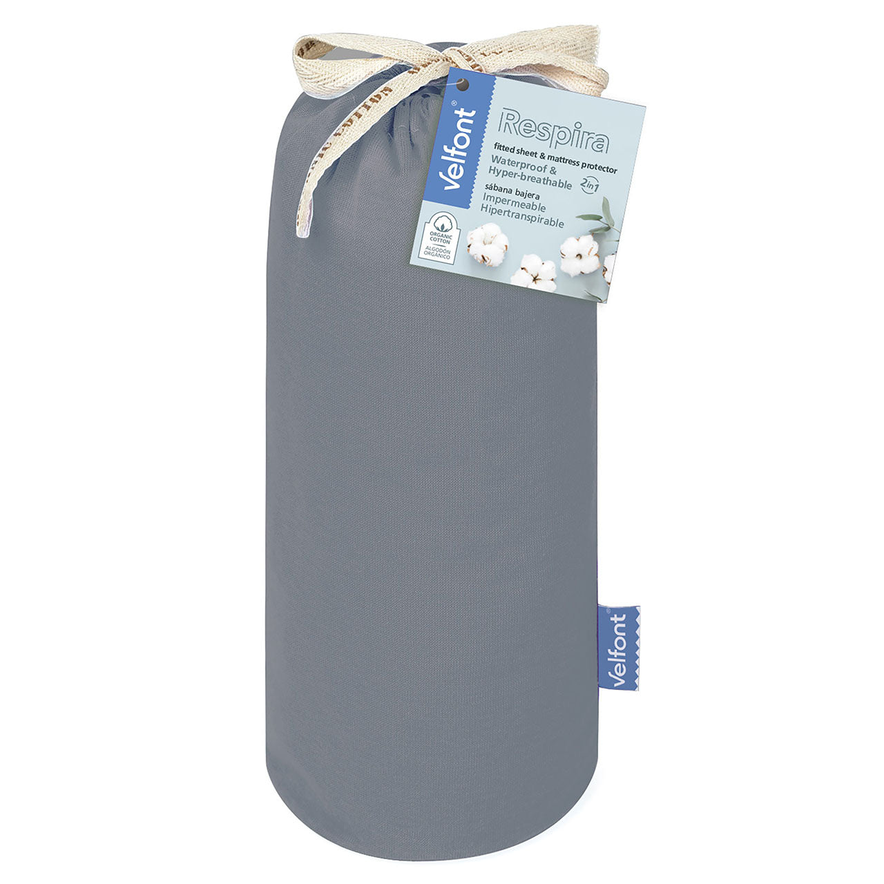 Velfont® Respira Bio-Baumwolle Spannbetttuch wasserdicht und atmungsaktiv