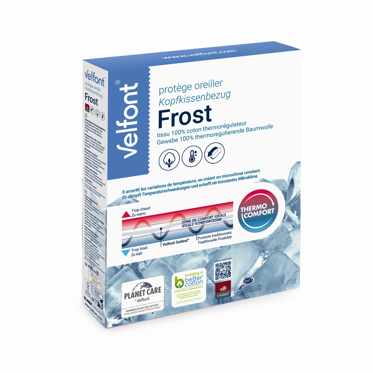 Velfont® Kissenbezug Thermo Comfort Frost